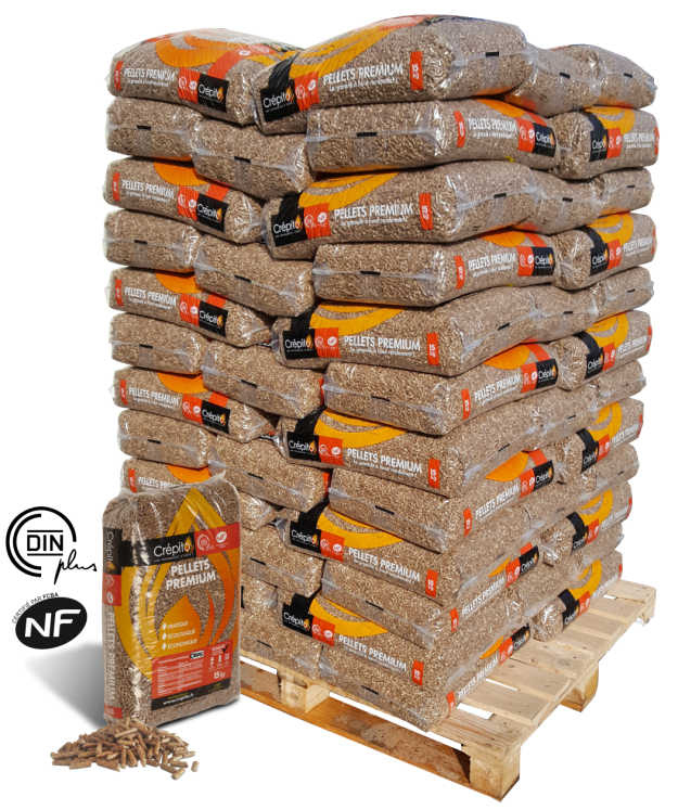 Granulés de bois en palette de 72 sacs de 15 kg - CREPITO